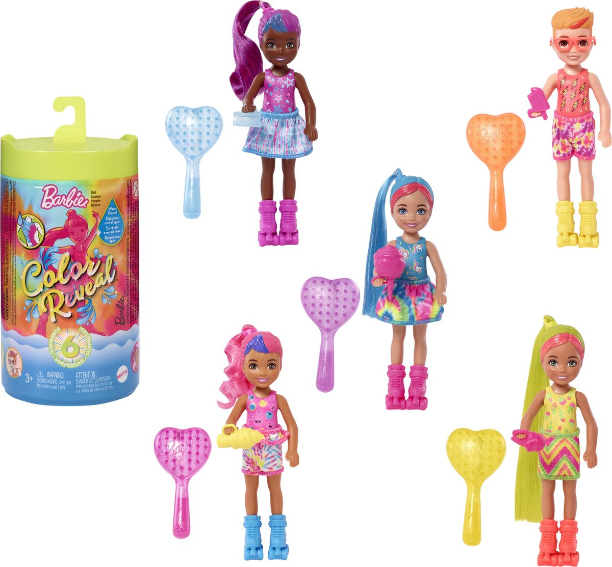 Barbie Chelsea - Color Reveal 6 - Neon Tie-Dye - Modepop - Prijs per Stuk