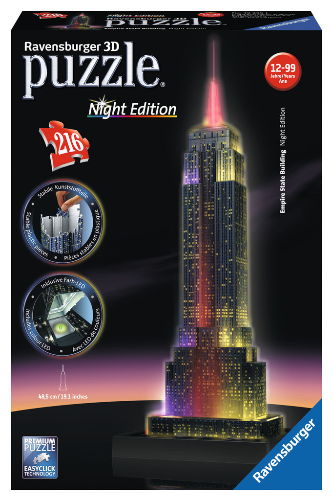 Ravensburger Puzzel 3D - Empire State Building bij Nacht - 216 stukjes