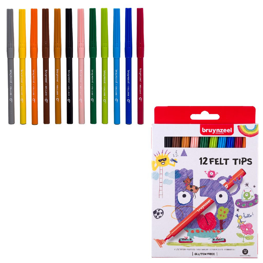 Bruynzeel Viltstiften - Set 12 Kleuren