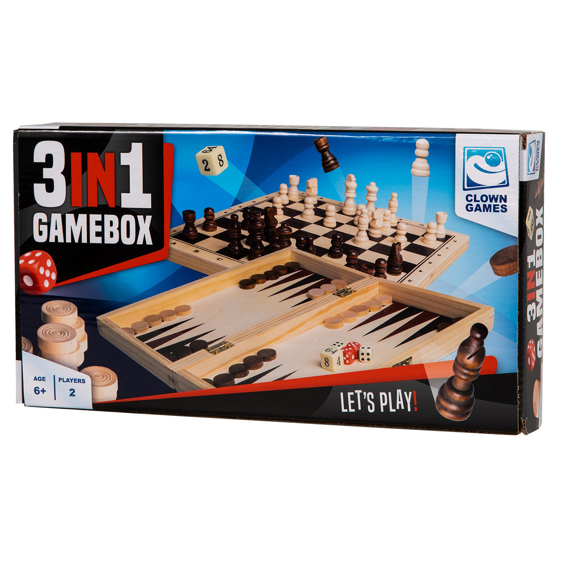 Clown Games - 3-In-1 Spellendoos - Hout