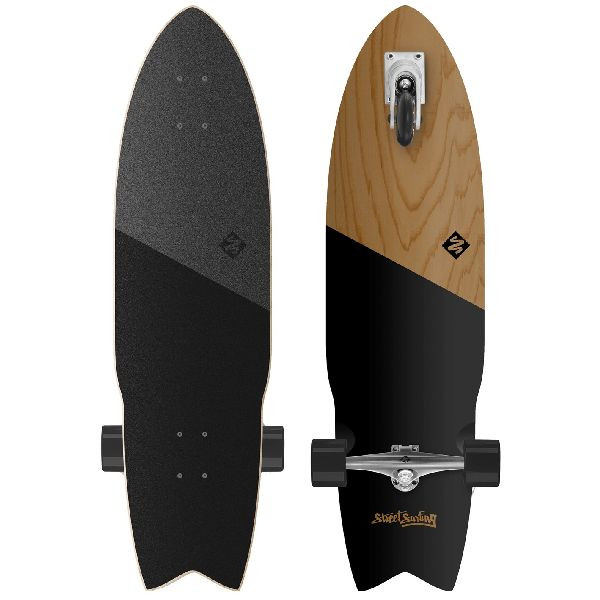 Longboard Surfing Shark A 36 Inch - Koa Black-print