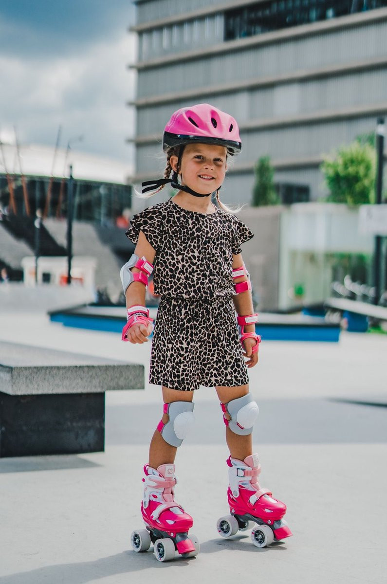 Nijdam Skate Beschermset voor Kinderen - White Out - Wit / Fuchsia