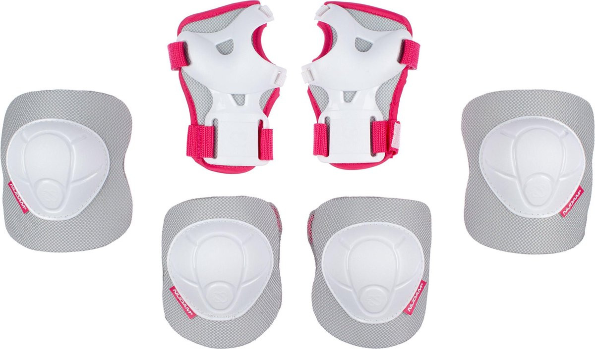 Skate Beschermset voor Kinderen - White Out - Wit / Fuchsia - Maat M