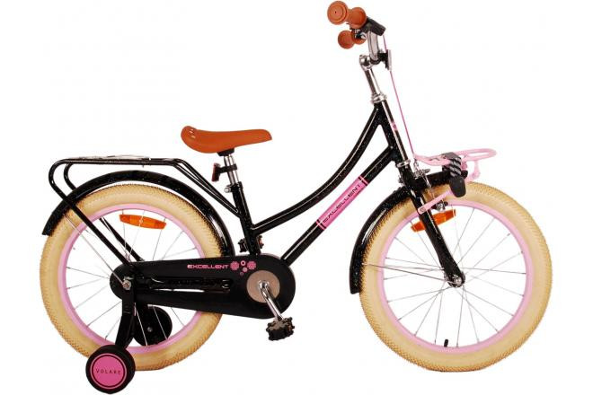Volare Excellent Kinderfiets -18 inch - Zwart - met Voordrager - 95% afgemonteerd
