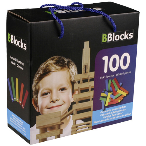 BBlocks Bouwplankjes - 100 Plankjes - Multi Kleur