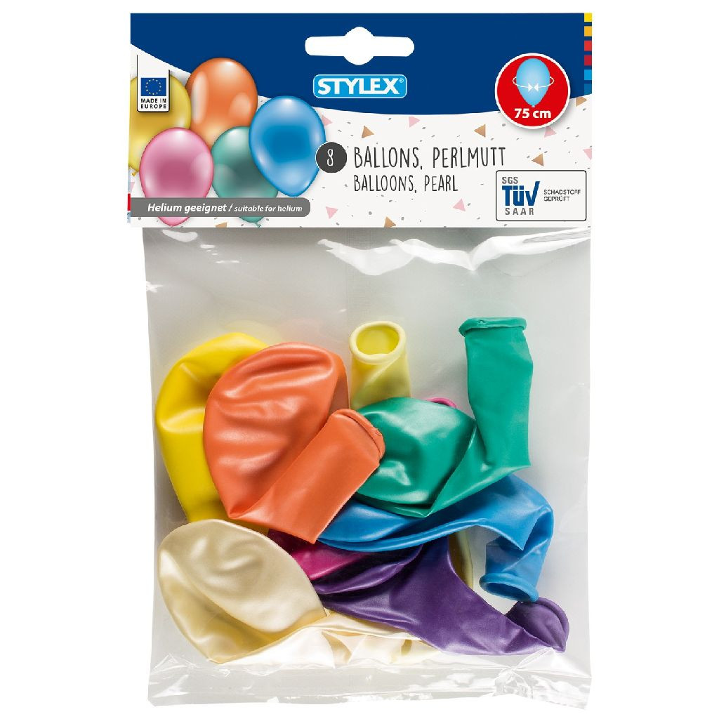 Stylex Ballonnen Parelmoer - 8 Stuks