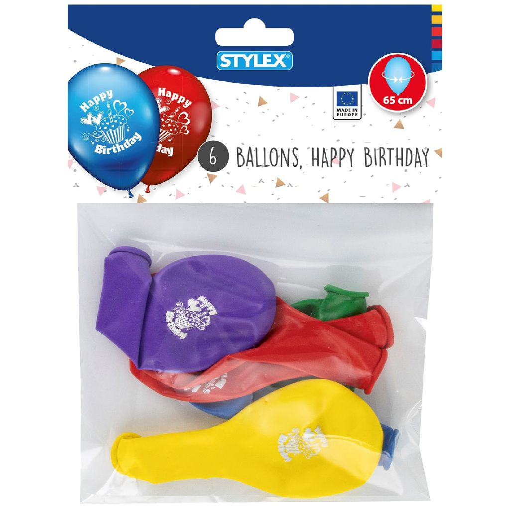 Stylex Ballonnen Happy Birthday - 6 Stuks