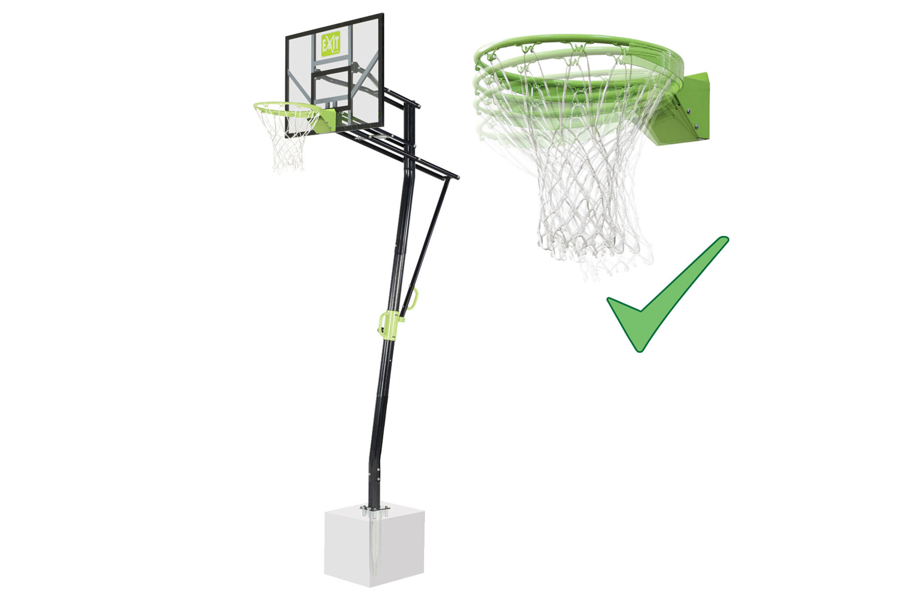 EXIT Galaxy Basketbalbord voor Grondmontage met Dunkring - Groen / Zwart