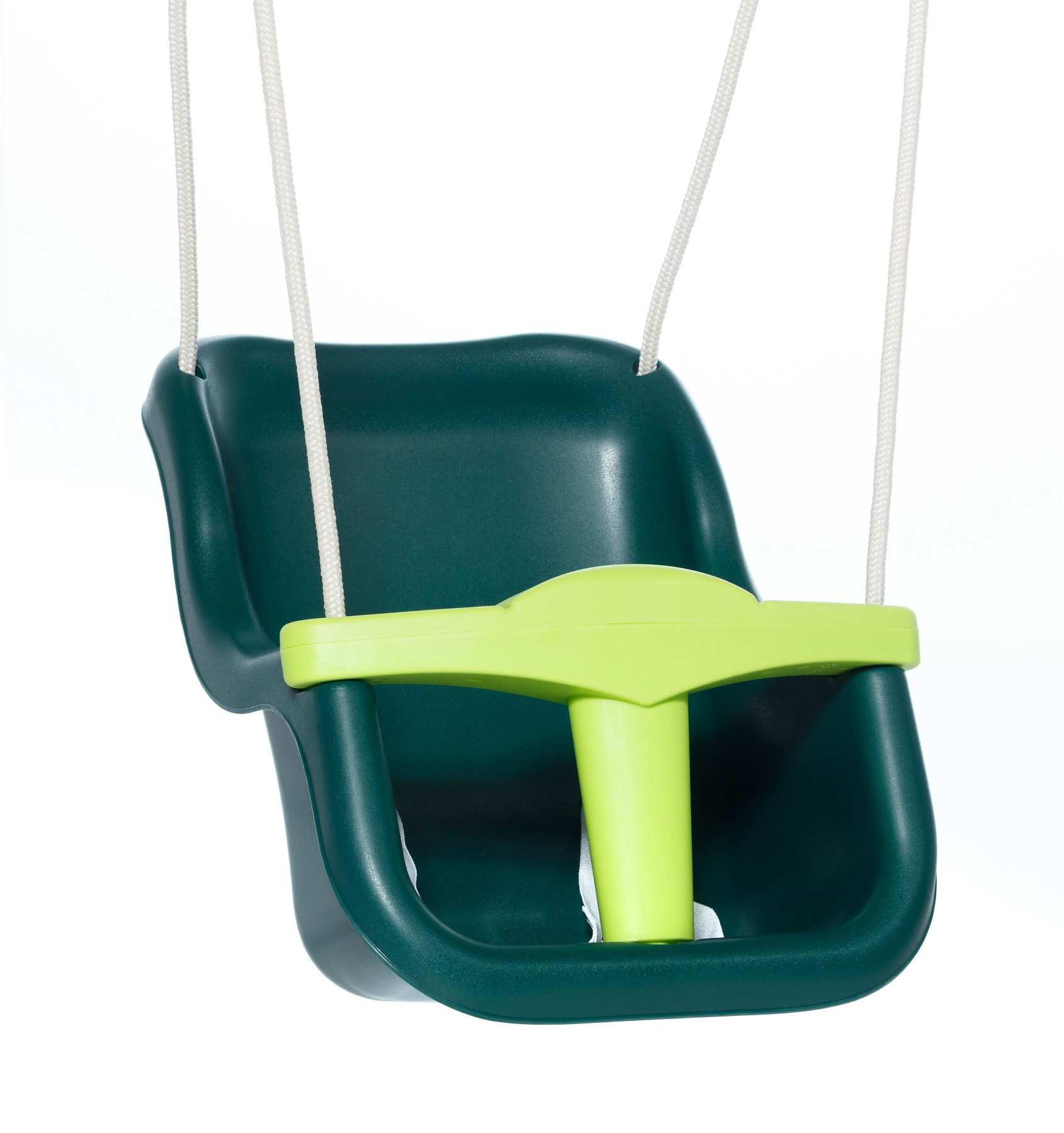 Kunststof Babyzitje met Limoengroene T-bar - Donkergroen