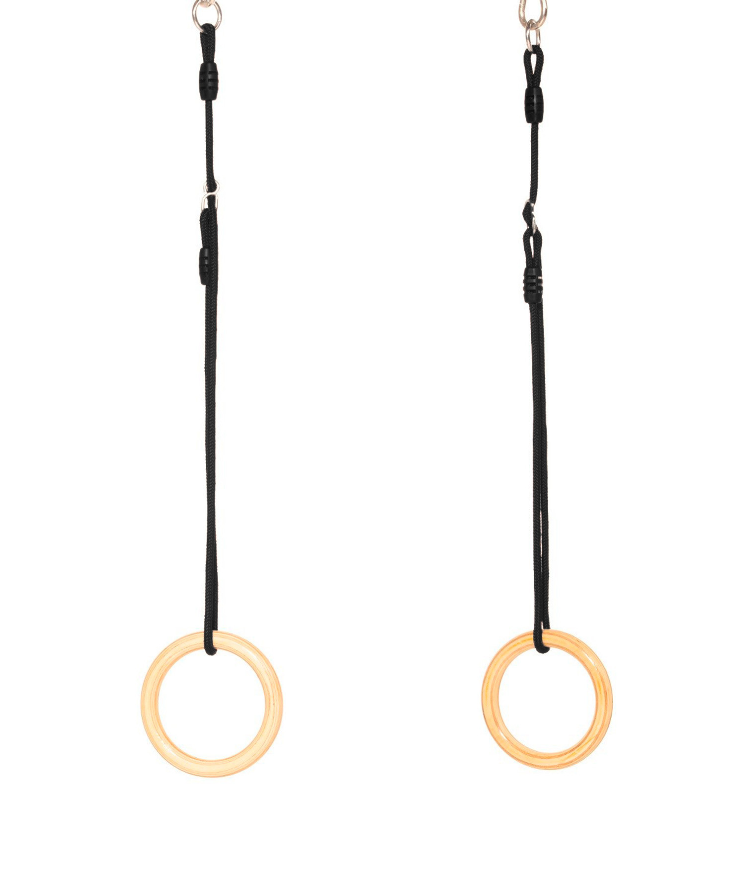 Houten Turnringen met Zwart Gevlochten Touw