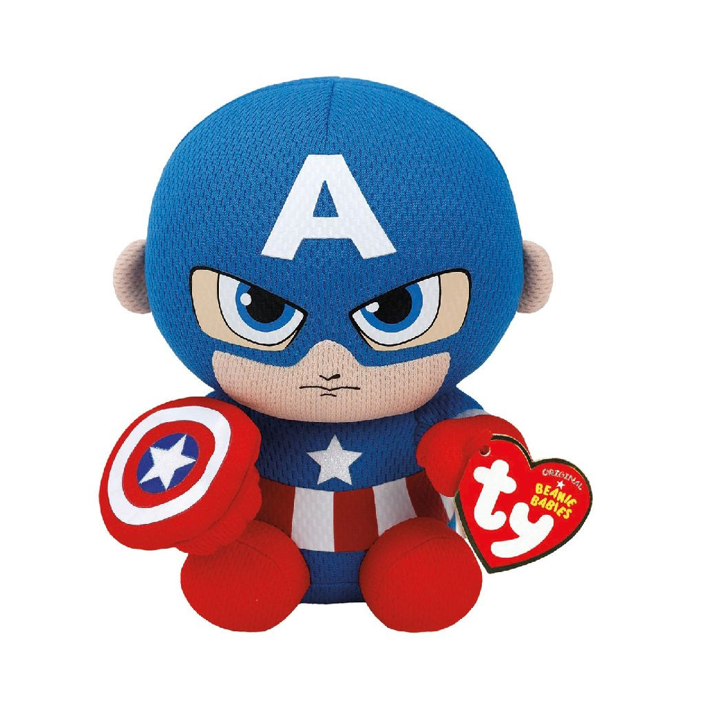 Ty Beanie Babie Marvel - Captain America - Knuffel - 15 cm