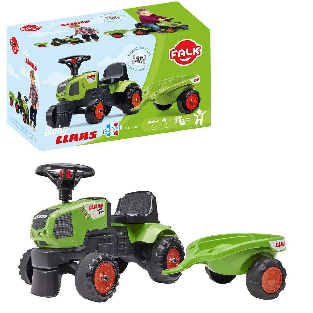 FALK Trap Tractor Claas Axos 310 met Aanhanger - Groen