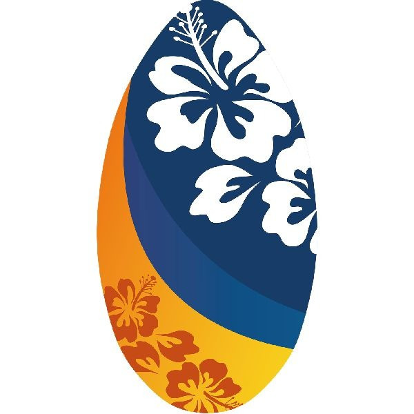 Skimboard - 100 cm - Flower - Blauw / Oranje
