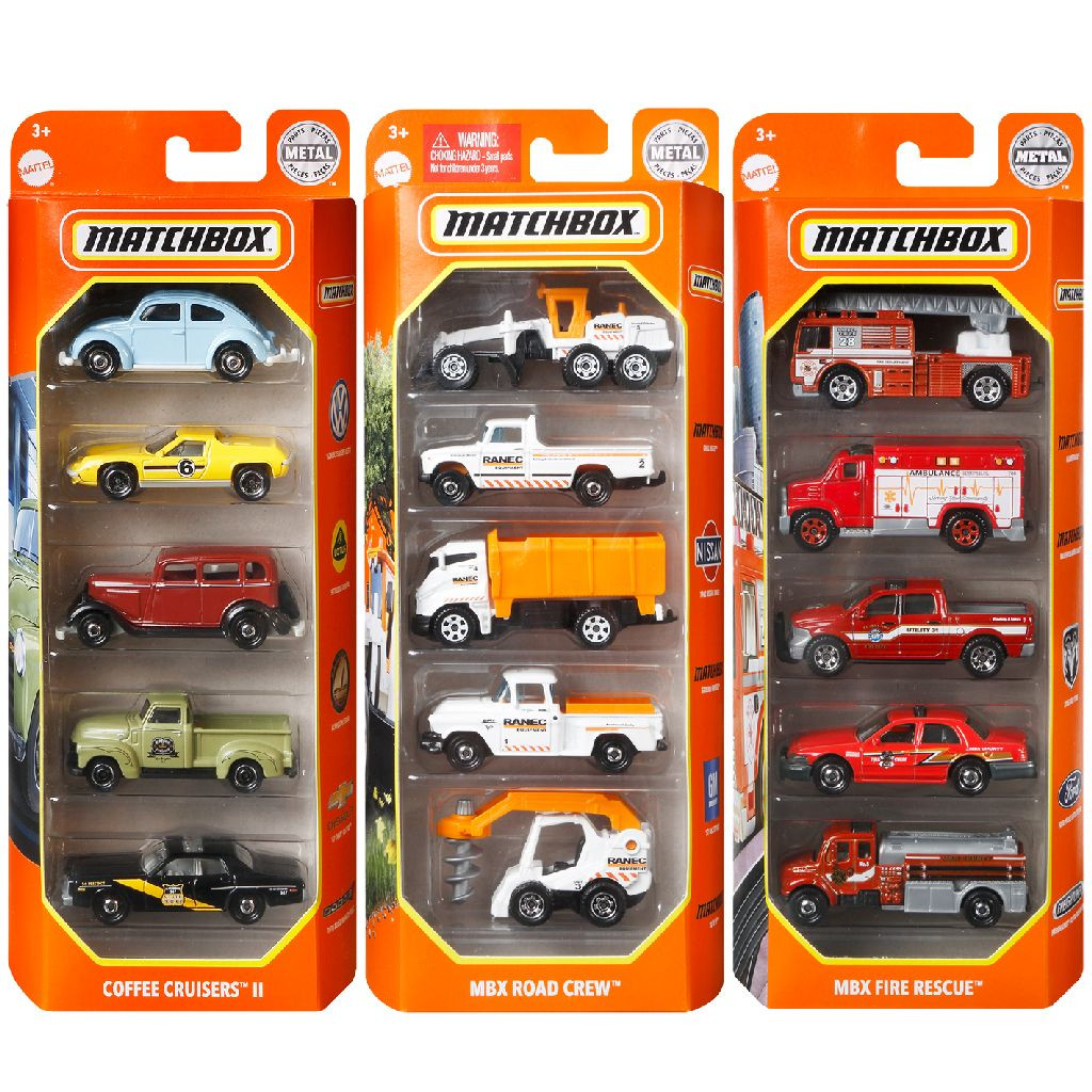 MATTEL Matchbox Set met 5 Auto's - Prijs per Set