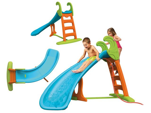 Feber Glijbaan Curve met Wateraansluiting - 173 x 137 x 124 cm - Multikleur