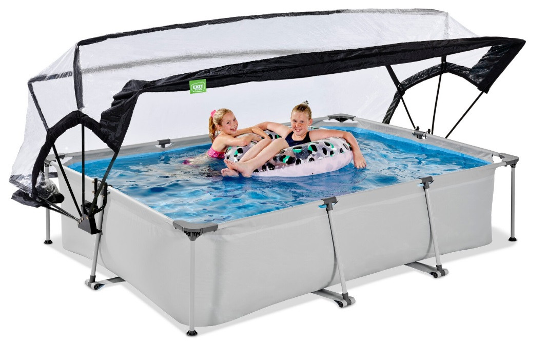 EXIT Frame Zwembad - Soft Grey - 300 x 200 x 65 cm - met Filterpomp & Overkapping - Grijs