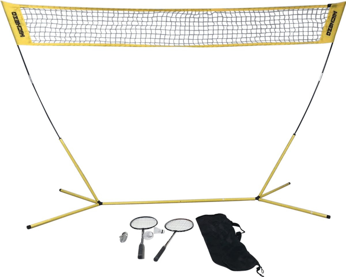 Michezo Badmintonset - Draagbaar - 3.5 Meter Breed - Inclusief Rackets, Shuttles en Tas