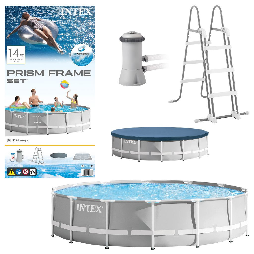 Intex Prism Frame Zwembad - ø 427 x 107 cm - met Filterpomp en Ladder