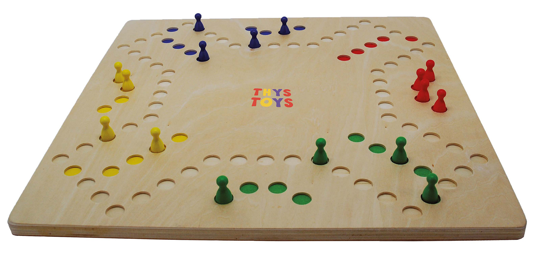 ThysToys Keezenspel - Hout - Deluxe - Dubbelzijdig - Bordspel - 2 tot 6 Spelers - 40 x 40 cm