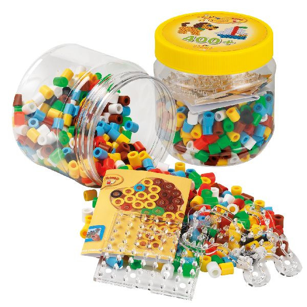 Hama Maxi Set in Pot met 2 Grondplaten - Hond & Vierkant - 400 Maxi Strijkkralen