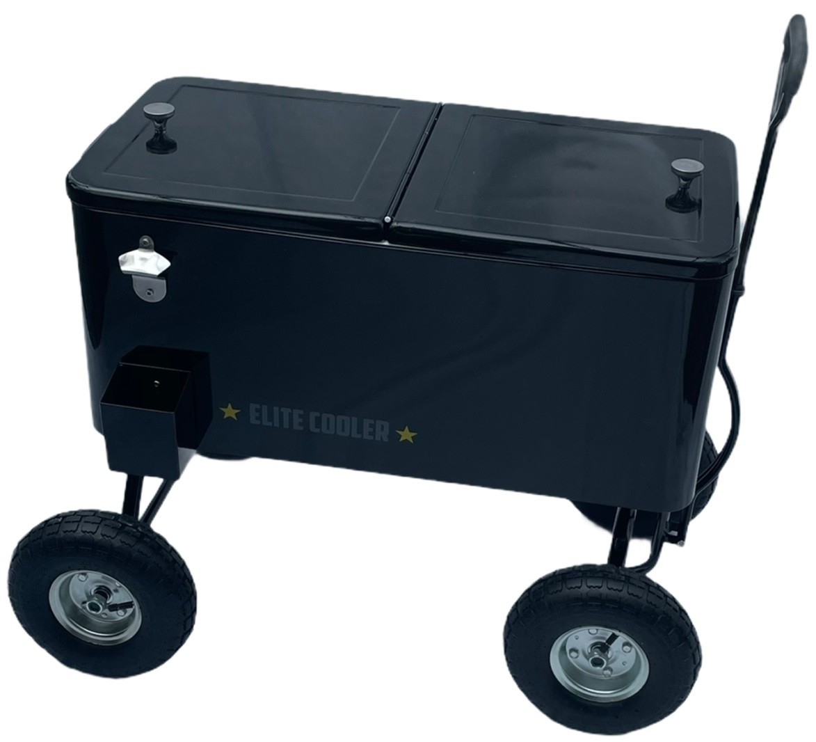 EliteCooler Bolderwagen Koelbox met Luchtbanden - Cooler Black Edition - Zwart