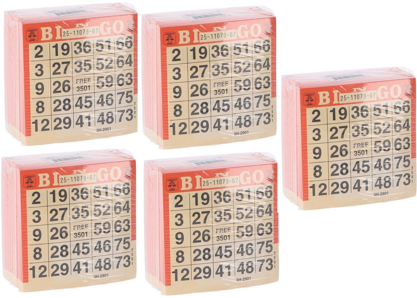 Bingokaarten 2500 Vel - Voor Bingo met 75 Ballen - 5 Blokken - Voordeelpakket 