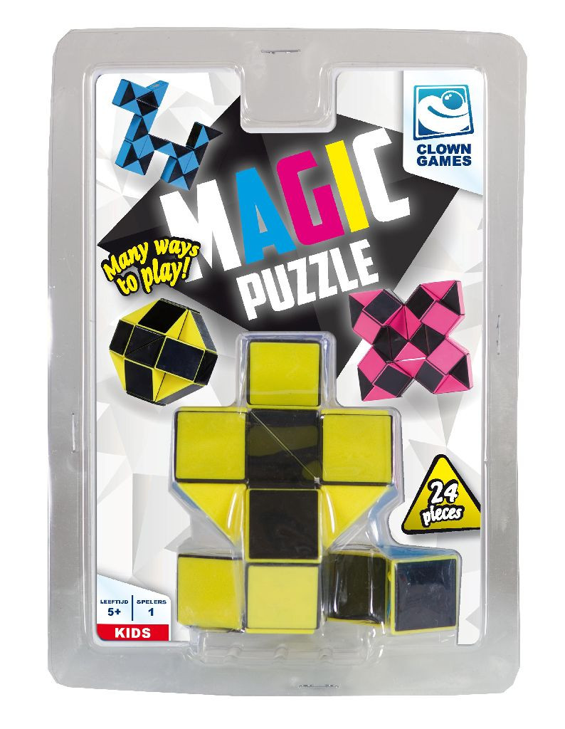 Clown Games Magic Puzzel - L - 24 Delig - Fidget Snake - Geel