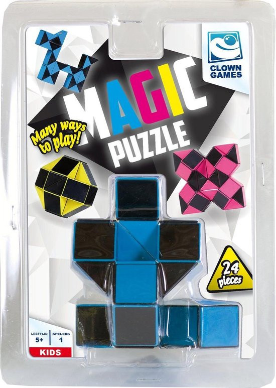 Clown Games Magic Puzzel - L - 24 Delig - Fidget Snake - Blauw