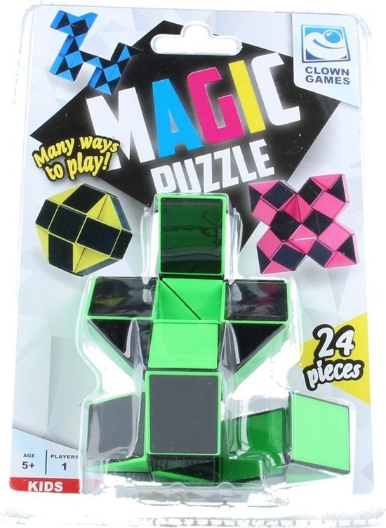 Clown Games Magic Puzzel - L - 24 Delig - Fidget Snake - Groen