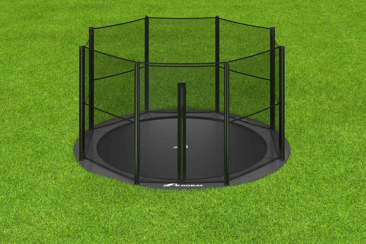 Akrobat Trampoline Primus met Veiligheidsnet - Flat to the Ground - 430 cm - Antraciet