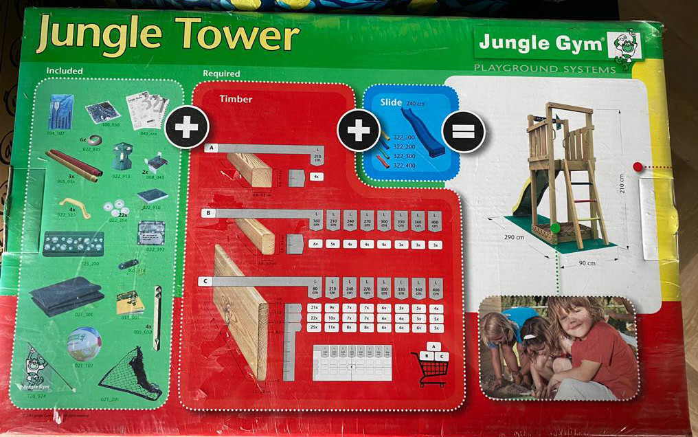 Jungle Gym Speeltoren - Set voor Jungle Tower - Doe het Zelf pakket - excl Hout en Glijbaan