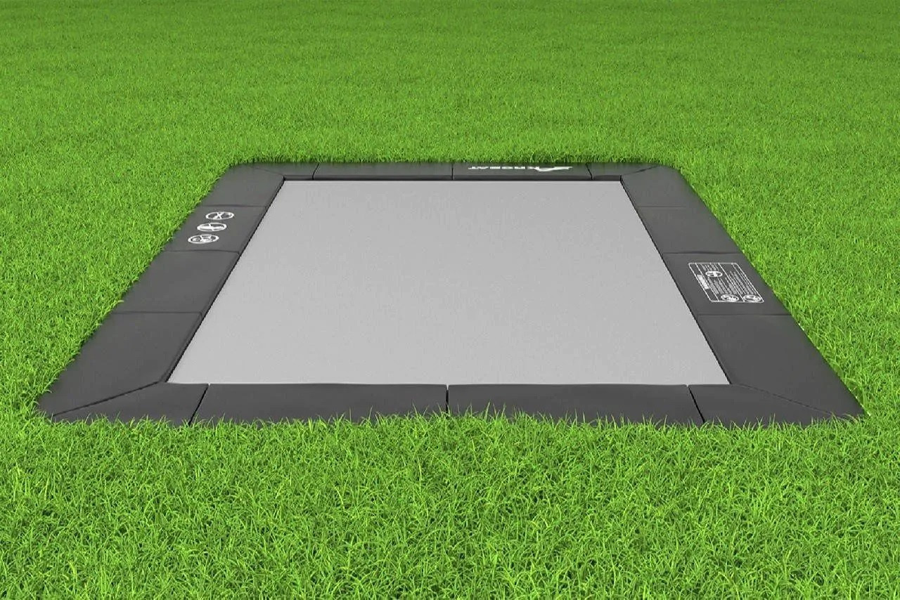 Akrobat Trampoline Primus - Flat to the Ground - 335 x 244 cm - Rechthoek - Zwart met Grijze Springmat