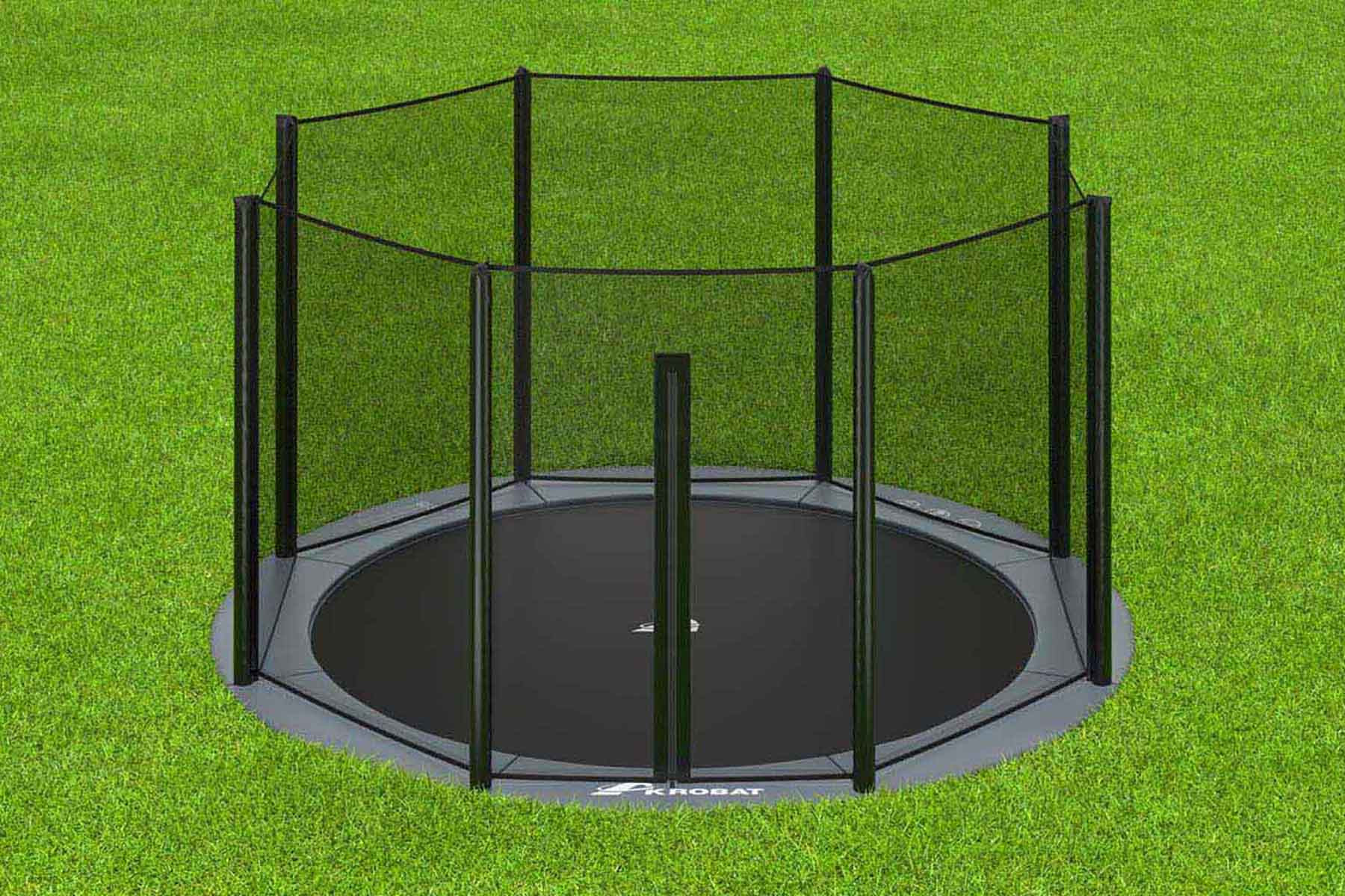 Akrobat Trampoline Orbit - Flat to the Ground - 305 cm - Grijs - met Veiligheidsnet