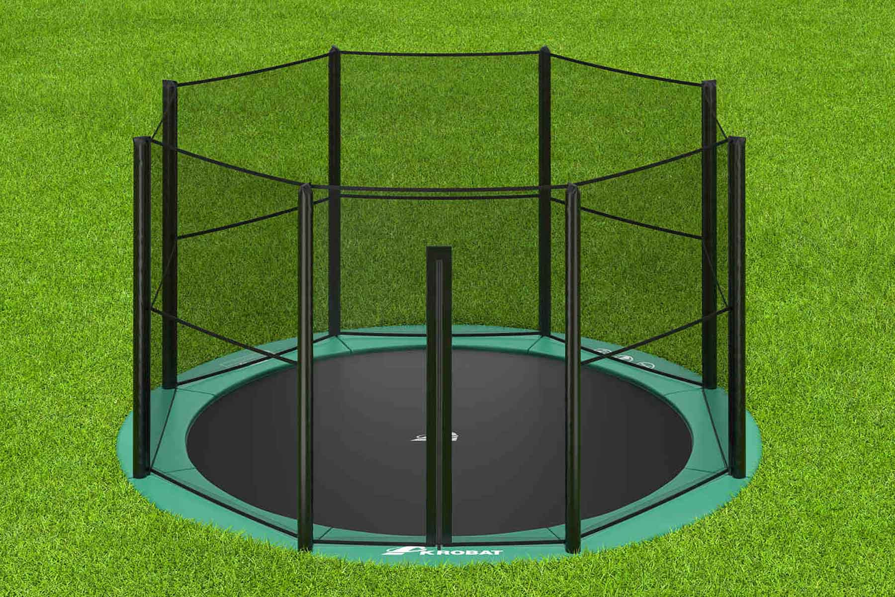 Akrobat Trampoline Orbit - Flat to the Ground - 365 cm - Groen - met Veiligheidsnet