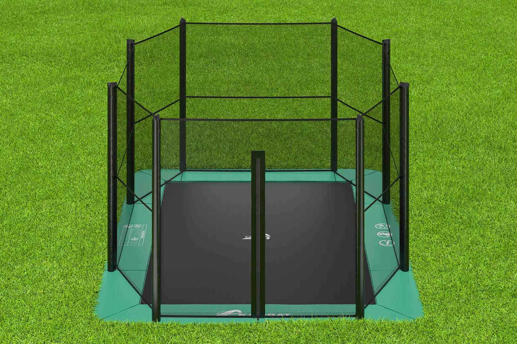 Akrobat Trampoline Orbit Flat to the ground - 335 x 244 cm - Rechthoek - Groen - met Veiligheidsnet