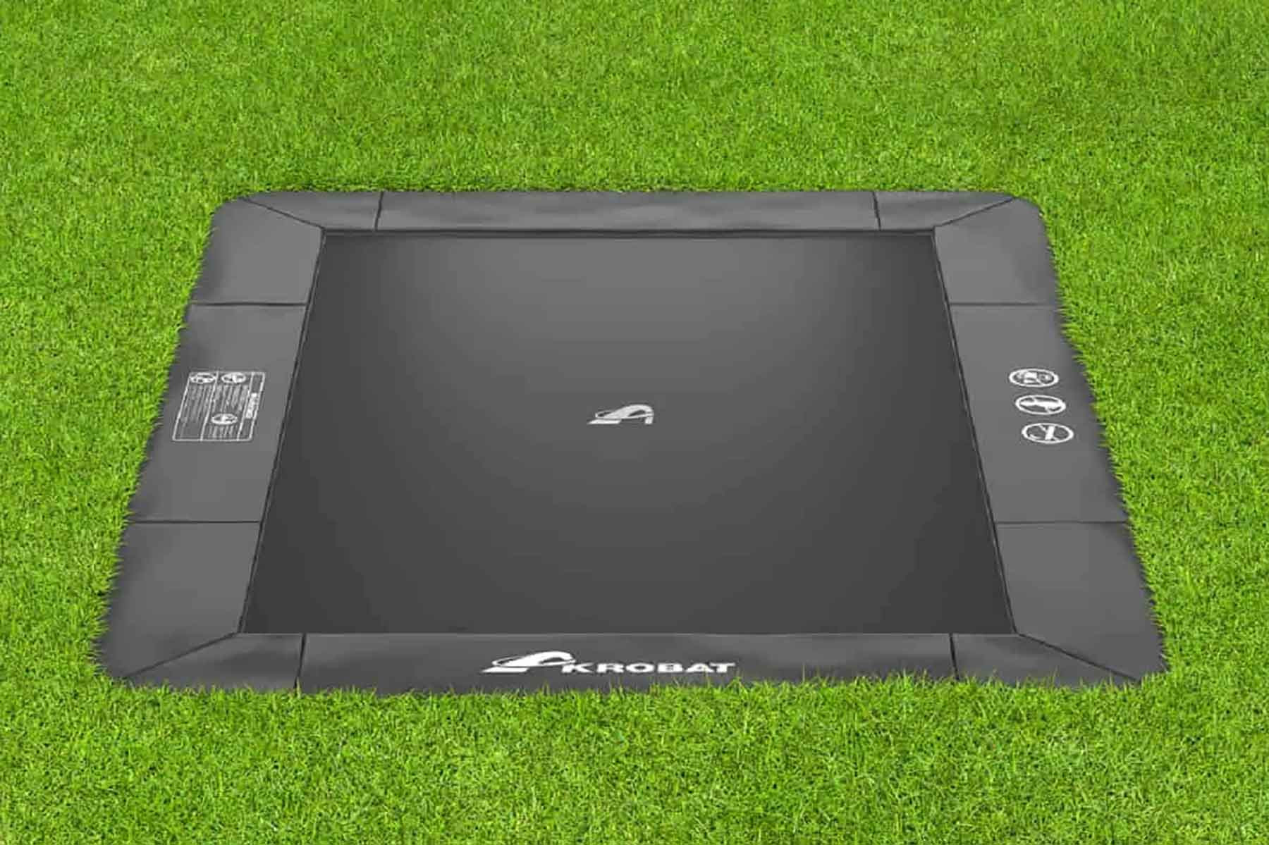 Akrobat Trampoline Primus - Flat to the Ground - 305 x 183 cm - Antraciet