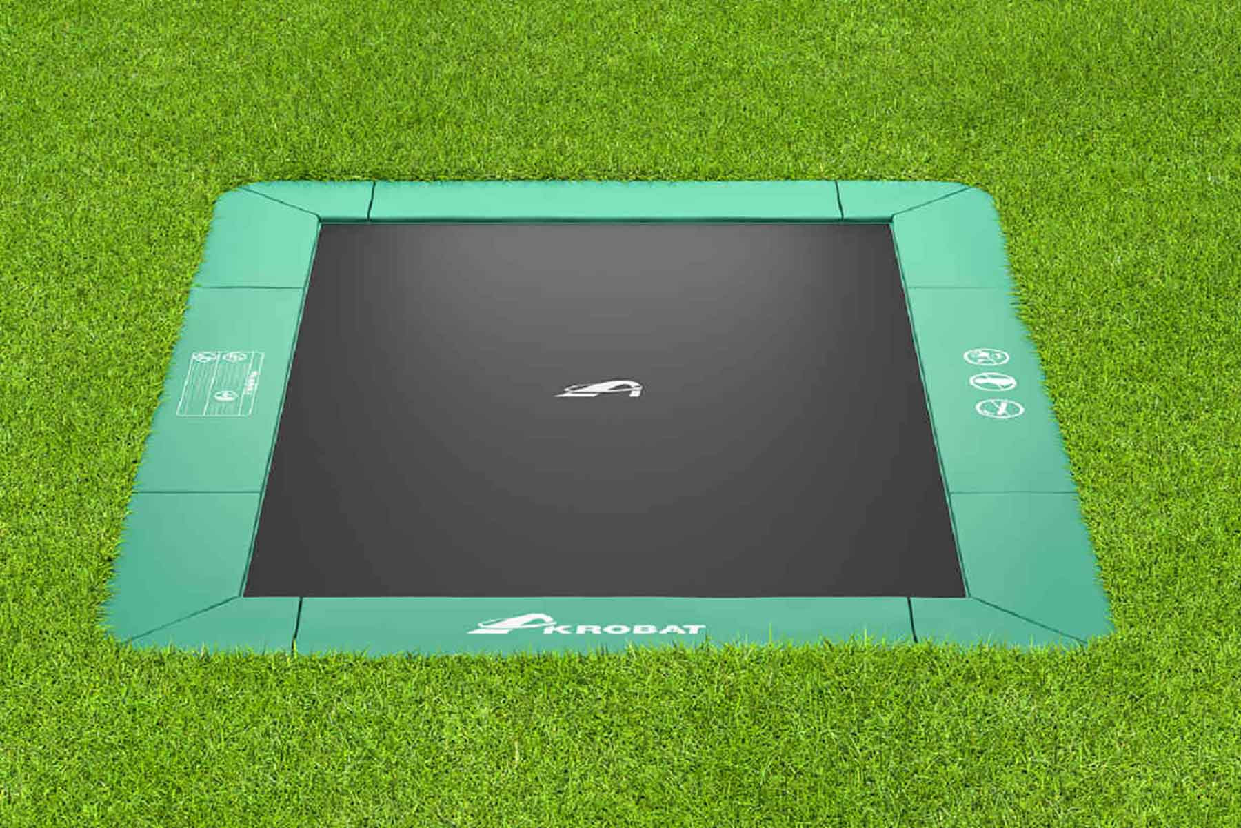 Akrobat Trampoline Orbit - Flat to the Ground - 335 x 244 cm - Groen