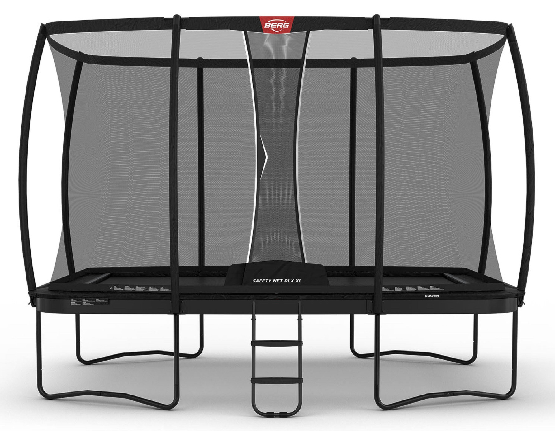 BERG Trampoline Ultim Champion met Veiligheidsnet - Safetynet Deluxe XL - 500 x 300 cm - Zwart - met Airflow PRO Springmat
