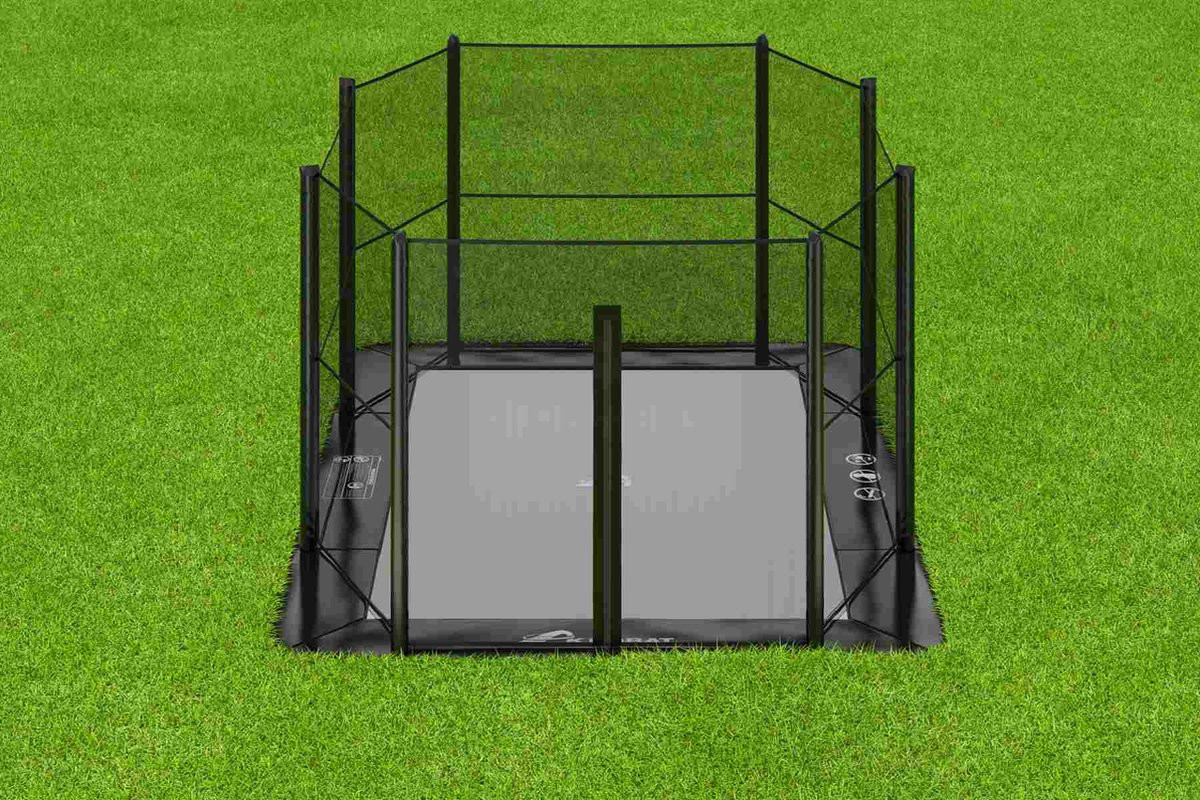 Akrobat Trampoline Primus met Veiligheidsnet - Flat to the Ground - 305 x 183 cm - Zwart 