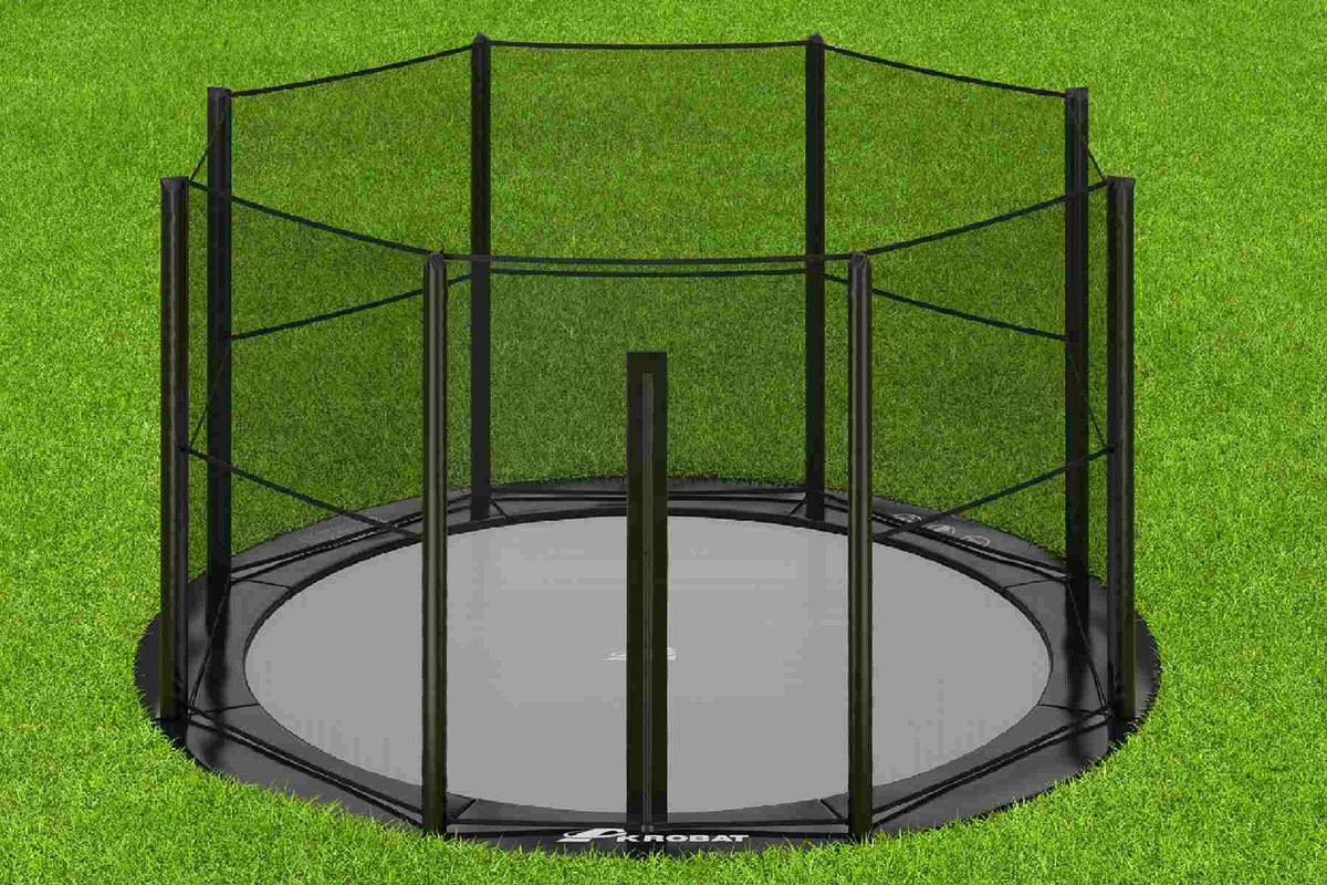 Akrobat Trampoline Primus met Veiligheidsnet - Flat to the Ground - 305 cm - Zwart 