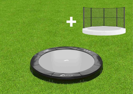 Akrobat Trampoline Primus met Half Veiligheidsnet - Inground - 430 cm - Zwart 