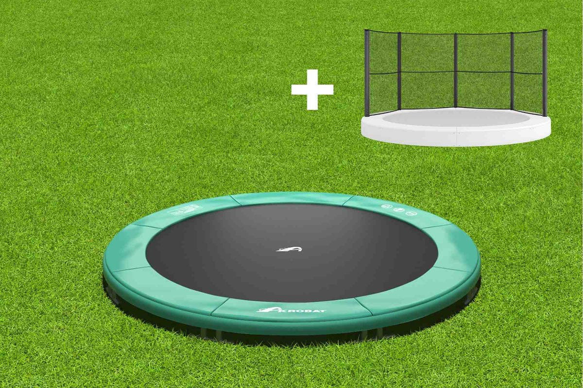 Akrobat Trampoline Orbit met Half Veiligheidsnet - Inground - 430 cm - Groen