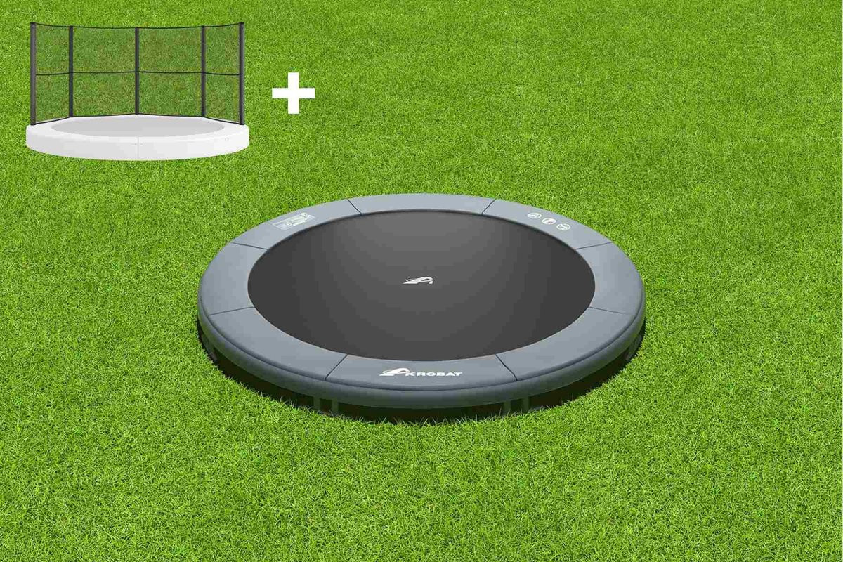Akrobat Trampoline Orbit met Half Veiligheidsnet - Inground - 244 cm - Grijs 