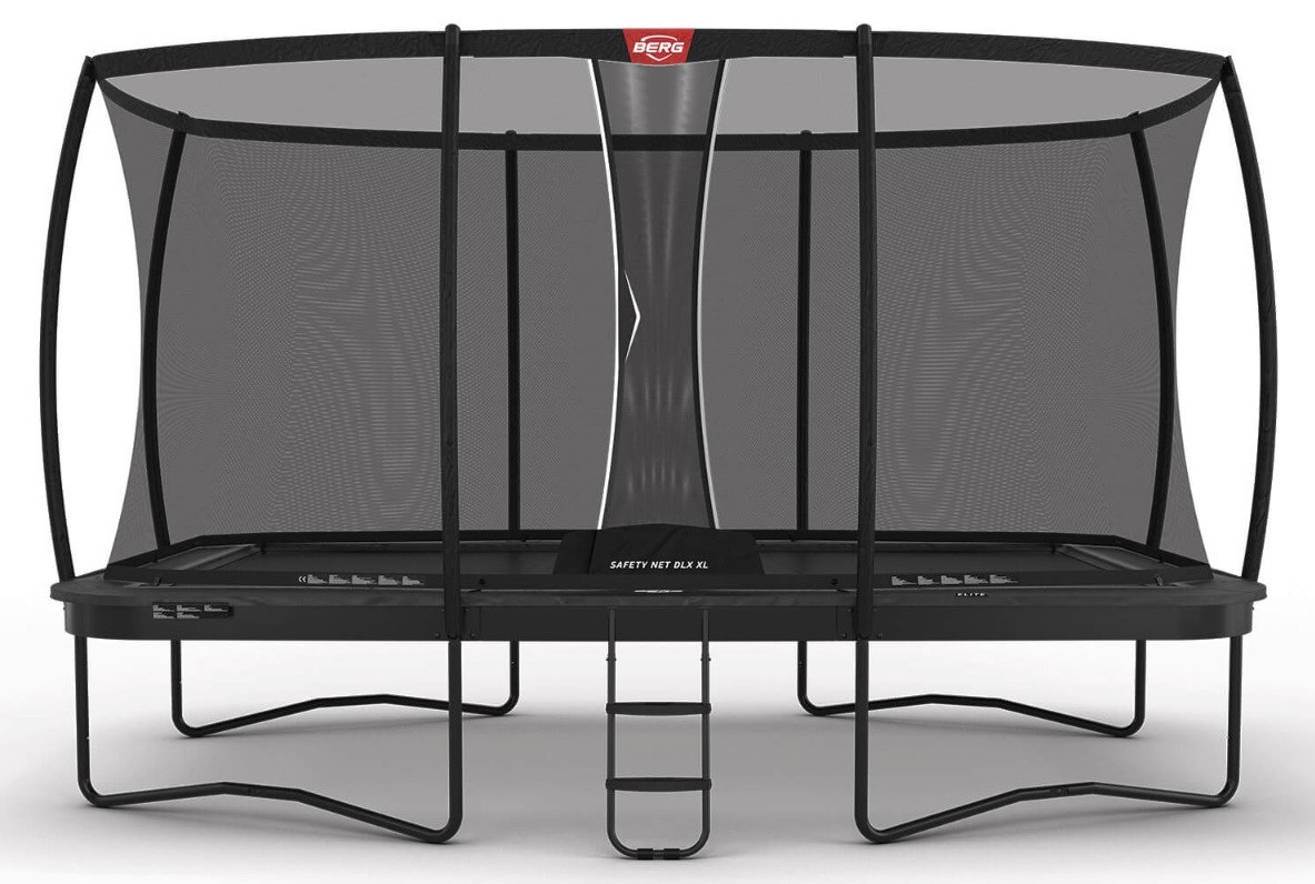 BERG Trampoline Ultim Elite met Veiligheidsnet - Safetynet Deluxe XL - 500 x 300 cm - Antraciet Grijs - Airflow PRO Springmat