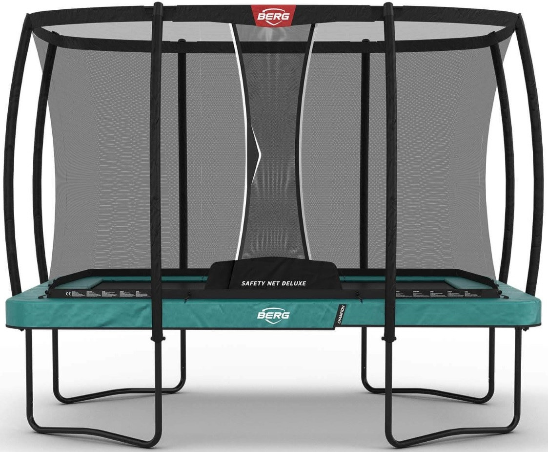 BERG Trampoline Ultim Champion met Veiligheidsnet - Safetynet Deluxe - 330 x 220 cm - Groen - met AirFlow PRO Springmat