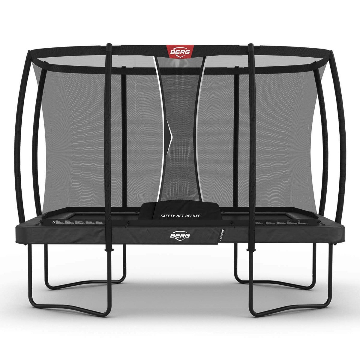 BERG Trampoline Ultim Champion met Veiligheidsnet - Safetynet Deluxe - 330 x 220 cm - Regular - Antraciet Grijs - met AirFlow PRO Springmat