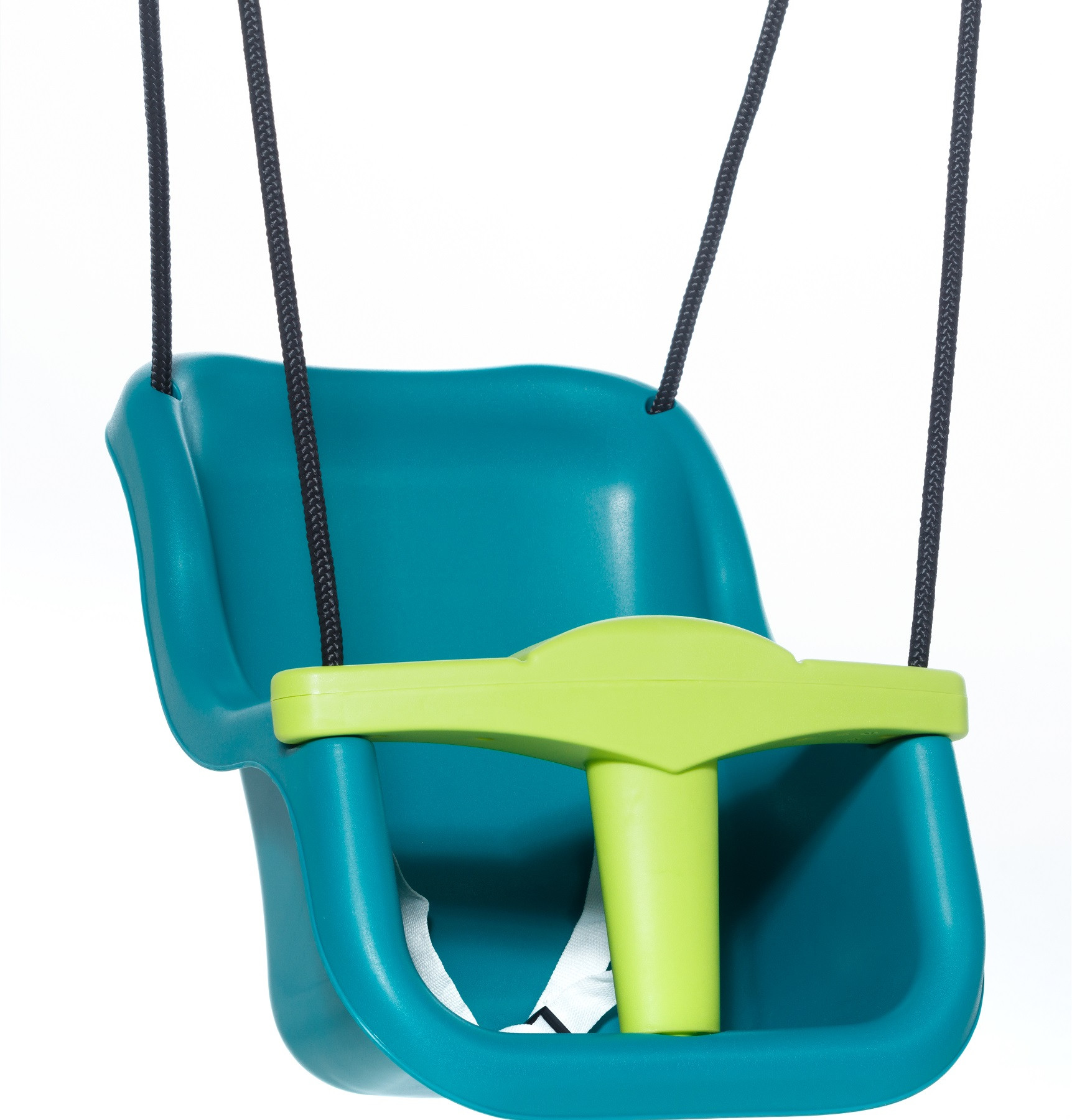 DICE Kunststof Babyzitje met Limoengroene T-bar - Turquoise