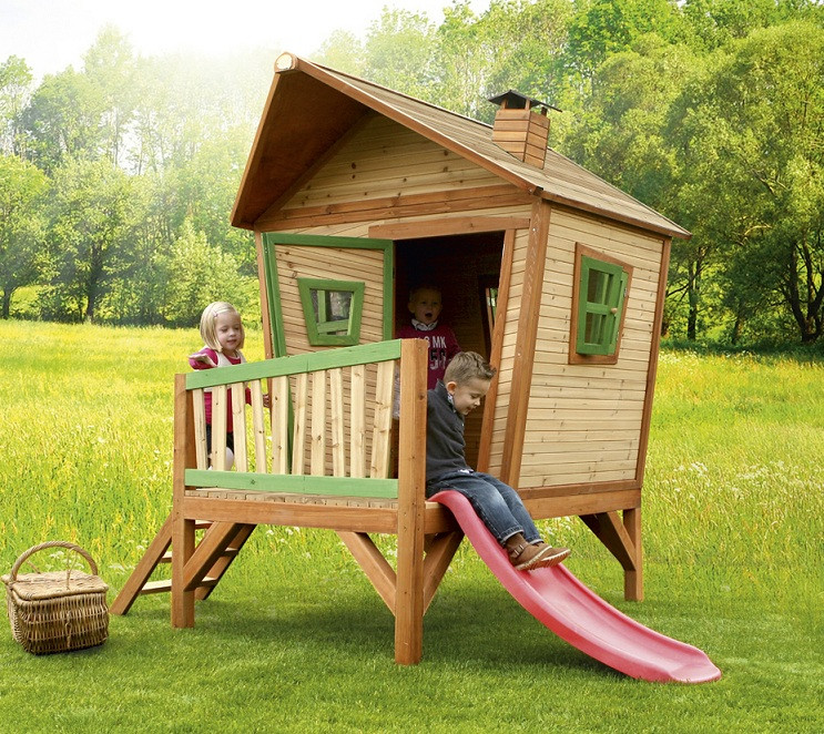 Axi Speelhuis Iris - Houten speelhuisje met glijbaan