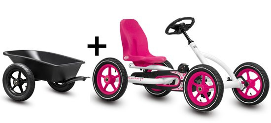 BERG Skelter Junior Buddy wit / roze + aanhanger + trekhaak