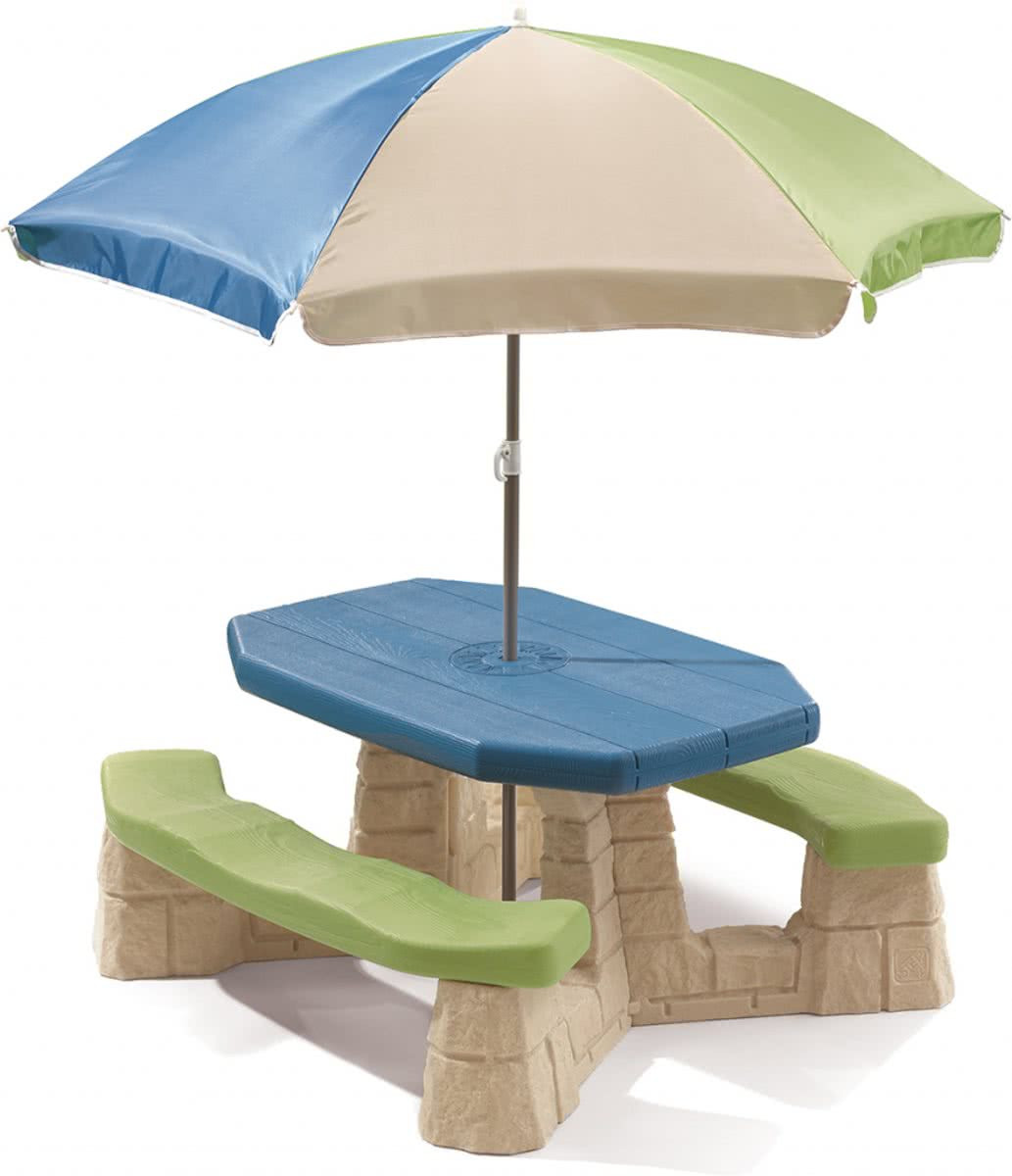 Step2 Picknicktafel met parasol (aqua)
